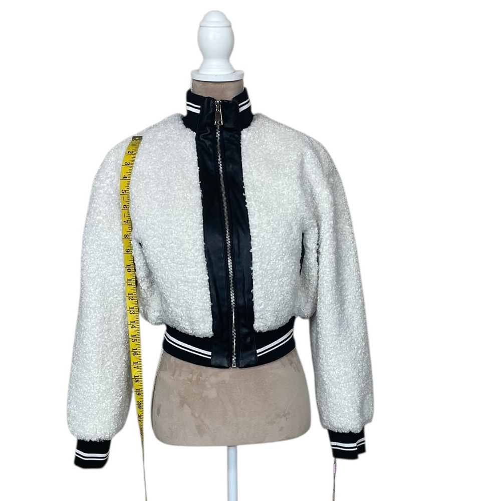 Avec Les Filles Sherpa Fleece Varsity Bomber Jacket NWT - Picture 8 of 16